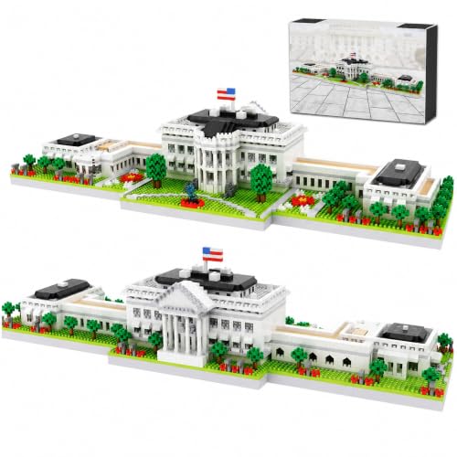 White House Micro Building Block Set 3000 Pcs Washington DC Architecture Model Kit for Adults & Teens US Historic Landmark Home Office Desk Decor Display Souvenir Gift - style: White House