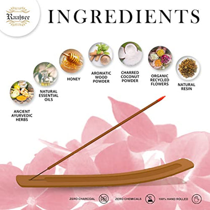 Raajsee Japanese Rose Incense Sticks 100 Gm Pack-100% Pure Organic Natural Hand Rolled Free from Chemicals-for Church,Aromatherapy,Relaxation,Meditation & Sensual Therapy - color: Rose