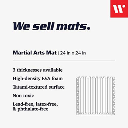 We Sell Mats 1 Inch Thick Martial Arts EVA Foam Exercise Mat, Tatami Pattern, Interlocking Floor Tiles for Home Gym, MMA, Anti-Fatigue Mats, 24 in x 24 in - size: 24 Square Feet (6 Tiles)