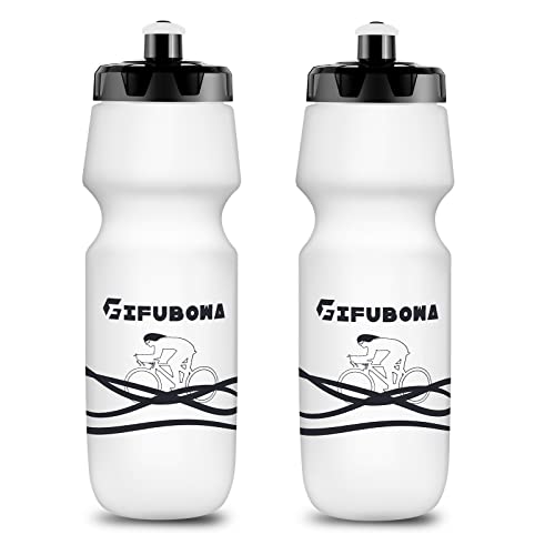 Bike Water Bottles 750ml Bicycle Mtb Road Mountain Bottle, Squeeze, Bpa Free Reusable Bike/Outdoors/Sports/Cycling/Running Water Container, 24 Ounce Volume, 2 Pack White - color: White 2 pack