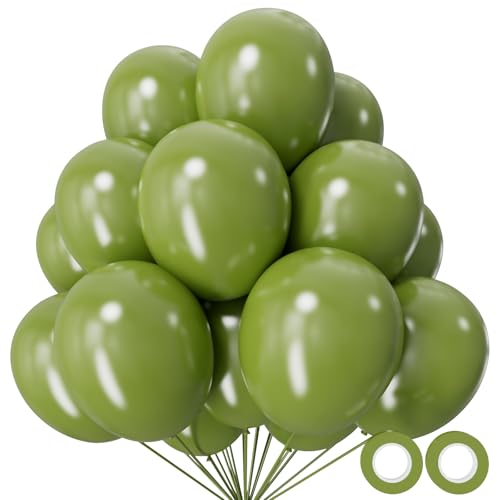 110pcs Olive Green Balloon 12 Inch, Olive Green Latex Balloons for Birthday Party Baby Shower Wedding(with 2 Ribbons). - color: A04-olive Green, size: 12inch(normal)