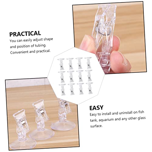 HEMOTON 12pcs Professional Cup Feeding Clips for Fish Tanks Aquarium Clamp Tool Easy Install Fish Holder Design