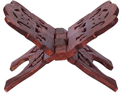 eTroves Handmade Wooden Book Reading Holder Stand Rihal Rehal Al-Quran Bible Gita