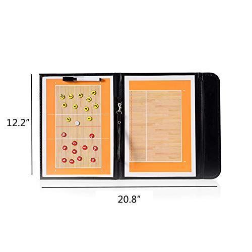 Foldable Leather Football Soccer Magnetic Tactic Marker Coaching Clipboard with Zipper and Marker Pen - Coaching Strategy Guiding Board Kit Equipment Portable Coach Tool - style: Volleyball