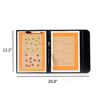 Foldable Leather Football Soccer Magnetic Tactic Marker Coaching Clipboard with Zipper and Marker Pen - Coaching Strategy Guiding Board Kit Equipment Portable Coach Tool - style: Volleyball