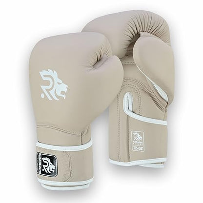 Ring Pro Leather Boxing Gloves with Strap – Premium for Training, Sparring, MMA, Kickboxing, Muay Thai (Unisex) - color: Skin, size: 16 oz