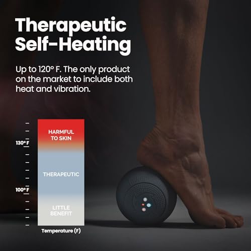 Heating Vibrating Massage Ball Roller for Deep Tissue Muscle Recovery Therapy and Pain Relief w/Heat + 4 Speed Vibration - color: Red