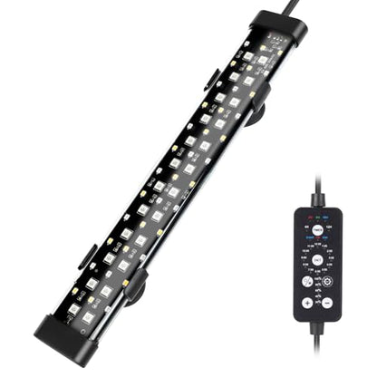 hygger Submersible LED Aquarium Light, 11W 12 in 24/7 Mode Fish Tank Light with 5 Rows Beads, with Timer 9 Colors and Adjustable Brightness, IP68 Waterproof Full Spectrum Light for 13-23 inch Tank - size: 12in 11W