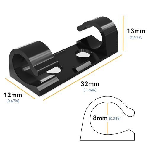 50Pcs Adhesive Cable Clips, Cord Management Clips Wire Holders for Cords Cable Holder Clip Cable Management Clips for Under Desk/Car/Wall/TV/PC/Ethernet Cable (Black) - style: Adhesive Round Cable Clips 50Pcs