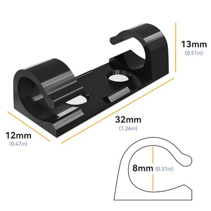 50Pcs Adhesive Cable Clips, Cord Management Clips Wire Holders for Cords Cable Holder Clip Cable Management Clips for Under Desk/Car/Wall/TV/PC/Ethernet Cable (Black) - style: Adhesive Round Cable Clips 50Pcs
