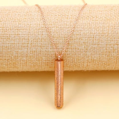 Spiritual Muslim Cylinder Necklaces - Stainless Steel Arabic Quran engraved Pendant Necklace for Men Women YA5082 - color: Rose Gold