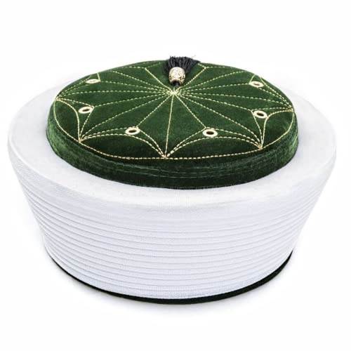 Lux Islamic Prayer Kufi, Sarik, Imam Hat, Muslim Men Mosque Head Wear, Black, Large - color: Green, size: 54