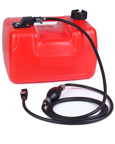 Marine Tank 3 gal Outboard Marine Boat Transfer Tank with 9.8ft Hose, Gauge, I-Shaped Handle, Easy to Carry for Outboard Engine Boats,Fishing Boat, Deck Boat,Yacht - size: 3 Gallon.