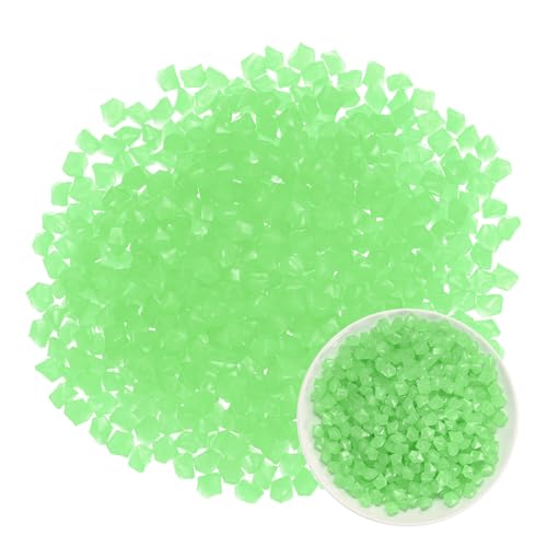 M METERXITY 300-Pack Glow in The Dark Rocks, 0.51" Resin Outdoor Garden Decorations Luminous Rhombus Stones for Garden Plants/Aquarium/Backyard Path, Aquarium Gravel [Cyan] - color: Cyan