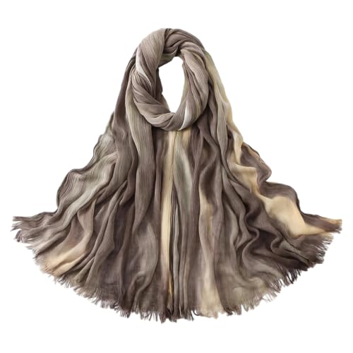 Women Crinkle Cotton Modal Hijab Scarf Tie Dye Long Shawl Wrap Headscarf - color: 5