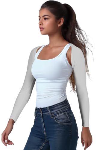 OutdoorEssentials Arm Sleeves for Women - Golf UV Shawl with Sleeves - Workout Shrug Bolero - Arm Tights for Sun Protection - color: Gray, size: Small