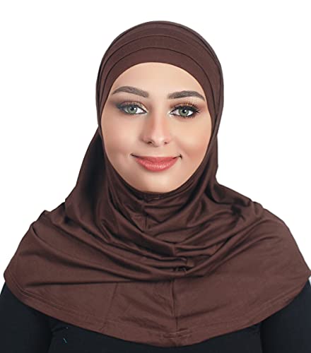 AL AMIRA Beautiful cotton hijab scarf Islamic women fancy hijab K101 - color: Brown