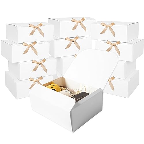 12 PCS White Gift Boxes with Lids，9.8x7.8x3.9, Bridesmaid Proposal Box with Ribbon, Gift Boxes for Wedding, Christmas, Valentine's Day,Birthday,Baby Shower and the other Parties - color: White, size: 1 Count (Pack of 12)