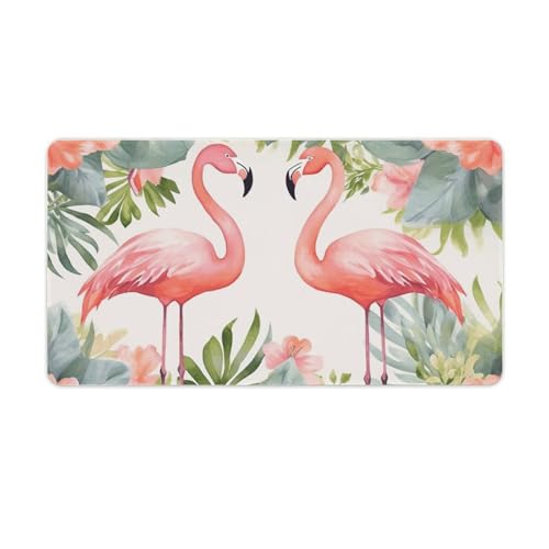 Large Size Gaming Mouse Pad Flamingos and Flowers Desk Mat Non-Slip Base Waterproof Desktop Writing Pad for Office Home - color: Flamingos and Flowers, size: 40X75cm