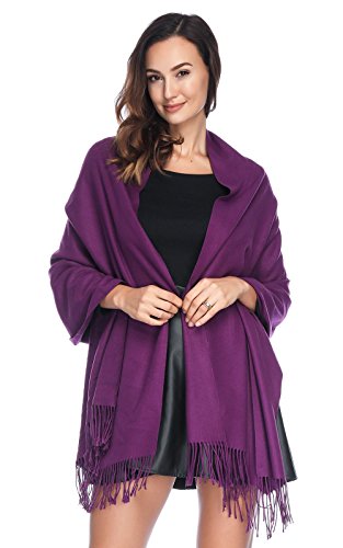 Pashmina Shawl Wraps Scarves Evening Dresses Wedding Bridesmaid for Women - color: Deep Purple