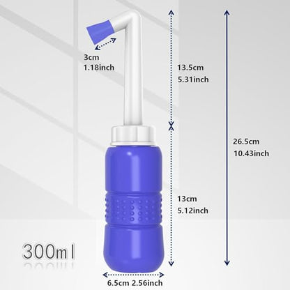 2PCS-Pack 300ml Travel Bidets Bottle Blue+ Black Backpacking Bidet Camping Bidets,Portable Bidet , 10.6oz Peri Bottle - Postpartum and Perineal Care - size: Blue Bottle+ Black Pocket Bidet