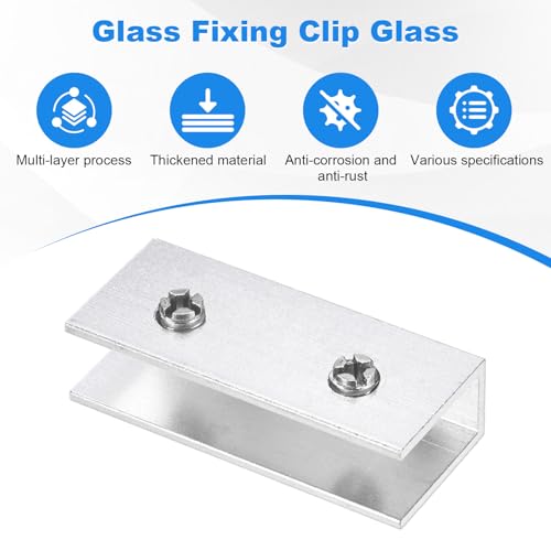 M METERXITY Glass Fixing Clip (8-10mm) 2 PCS - Aluminum Alloy Glass Combination Fixing Bracket & Reinforced Clip Clamp Accessories, Apply to DIY Display Cabinet/Fish Tank - size: 8-10mm