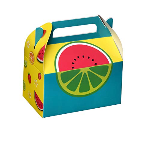 Hammont Paper Treat Boxes - (10 Pack) - Party Favors Treat Container Cookie Boxes Cute Designs Perfect for Parties and Celebrations 6.25" x 3.75" x 3.5" (Fruit) - color: Fruit
