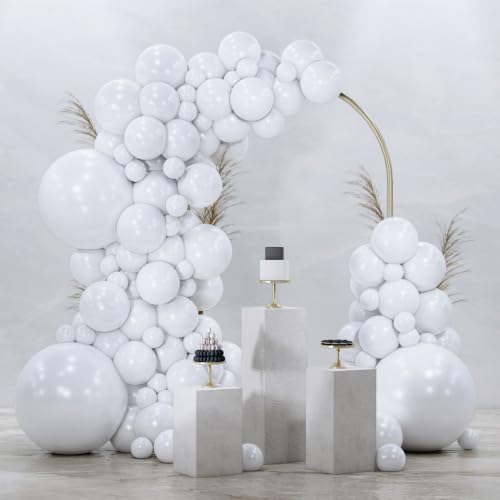 PartyWoo White Balloons 128pcs Matte White Latex Balloons Different Sizes - color: White-y13