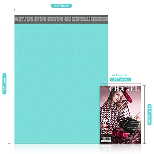 Fuxury 19x24 Poly Mailers 50Pcs Large Shipping Bags for Clothing Embossed Dots Design Shipping Envelopes Waterproof Mailing Envelope Self Seal Mailers Poly Bags Durable Package Bag Teal - size: 19x24'' 50pcs