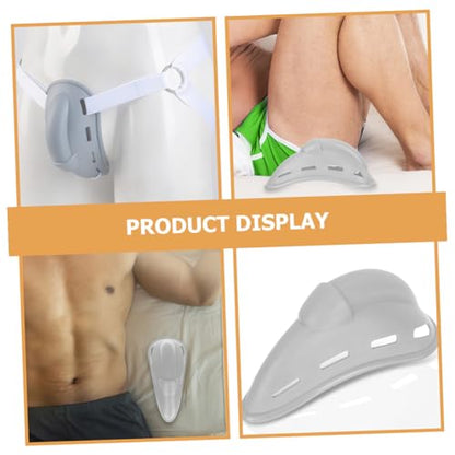 Luxshiny Breathable Sports Groin Guard Protective Cup Gray Soft Material Integrated Crotch Protector One Size for Boxing MMA and Athletic Impact Protection