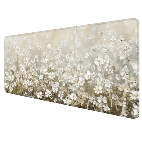 Vintage Watercolor Floral Large Mouse Pad 31.5x15.7inch, Retro Cottagecore Flower Large Extended Computer Desk Mat Mousepad for Keyboard and Mouse, Floral Desk Accessories - color: Color 02