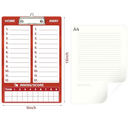 WISYOK Double-Sided Dry Erase Baseball Clipboard for Coaches, Baseball Coaching Lineup Board with Marker Red - style: Baseball Red