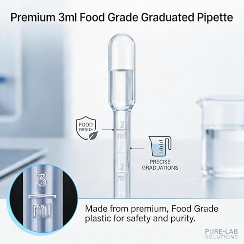 ovsor 50PCS 3ml Disposable Transfer Pipettes, Calibrated Plastic Dropper | Precise Graduated Scale, Flexible Easy-Squeeze, Ideal for Essential Oils, Lab, DIY Art, Makeup & Liquid Transfer