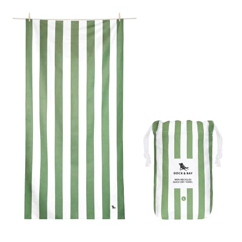 Dock & Bay Beach Towel - Quick Dry, Sand Free - Compact, Lightweight - 100% Recycled - Includes Bag - Cabana - Cayman Khaki - Extra Large (200x90cm, 78x35) - color: Cabana - Cayman Khaki, size: Extra Large (200x90cm, 78x35")