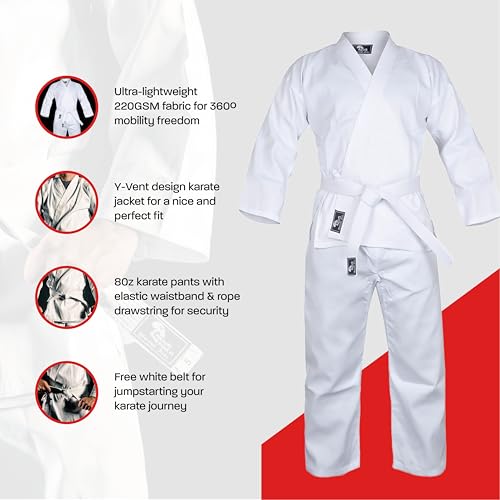 Hawk Sports Karate Uniform for Kids & Adults Lightweight Student Karate Gi Martial Arts Uniform with Belt - size: 5(5'9'' / 170lbs)