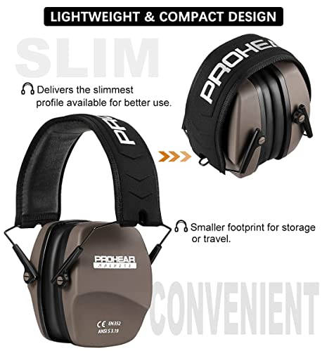 PROHEAR 016 Shooting Ear Protection Earmuffs 2 Pack, NRR 26dB for Gun Range, Hunting -Black and Brown - color: Black+brown