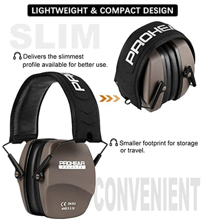 PROHEAR 016 Shooting Ear Protection Earmuffs 2 Pack, NRR 26dB for Gun Range, Hunting -Black and Brown - color: Black+brown