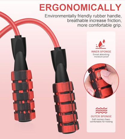 Jump Rope for Women Men, Fitness Jumprope for Women Workout, Adjustable Adult Exercise Skipping Rope - color: Red