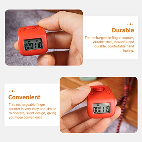 Mini Digital LCD Electronic Finger Ring Hand Tally Counter Rechargable Finger Counter Rechargeable Silent Finger Counter for Prayer Knitting Sports Gift, Red, 3.4X3CM, L22X4T3Y3811ITRDUTJK