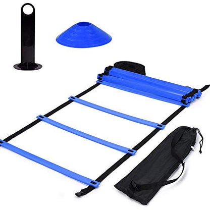 Speed Agility Train Kit, Agility and Spped Training Ladder 19Ft Flat Ladder + 10pcs Disc Cones Health Ideal Fitness Exercise Drill Equipment