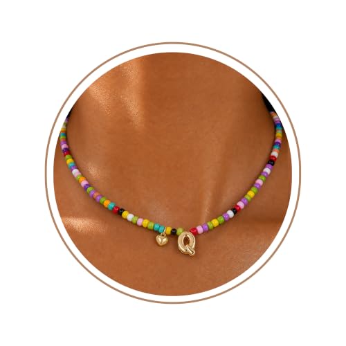 Colorful Initial Necklaces Fashion Stuff 18K Gold Plated Letter A-Z - color: Q