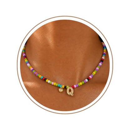Colorful Initial Necklaces Fashion Stuff 18K Gold Plated Letter A-Z - color: Q