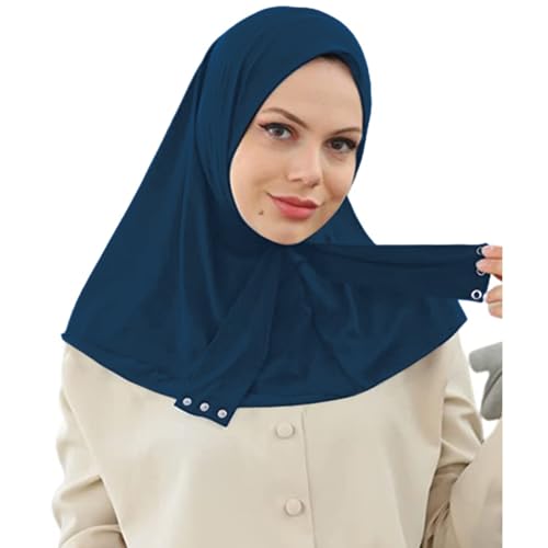 AIBEARTY Women Fashion Instant Muslim Turban Hijab with Snap Fastener Breathable Headscarf Bonnet Cap Turban Hat Shawl - color: Modal Grey-3 Buttons
