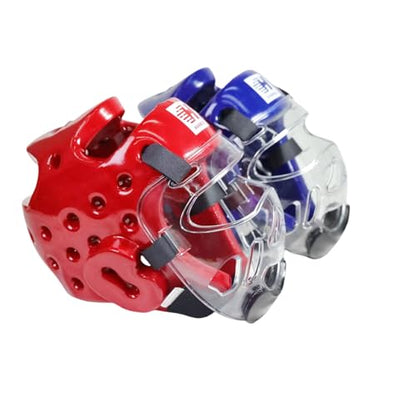 2PC Taekwondo Headgear Karate Headgear with Removable mask for Sparring Partner Muay Thai Taekwondo Karate MMA Training Adults - size: Small