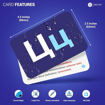 Briston Russian Alphabet Flash Cards – Learn Cyrillic Letters with Pronunciation & Transliteration – Educational Language Learning Flashcards for Kids & Adults, 33 Cards + Alphabet Chart