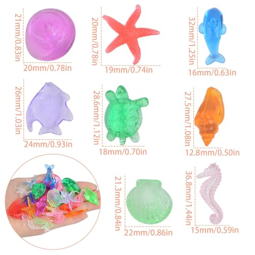 200g(About 150pcs) Mini Acrylic Ocean Animals Starfish Ornaments Plastic Seashells Under The Sea,Sea Shells for Crafting Fish Tank Potted Micro Fairy Garden Dollhouse