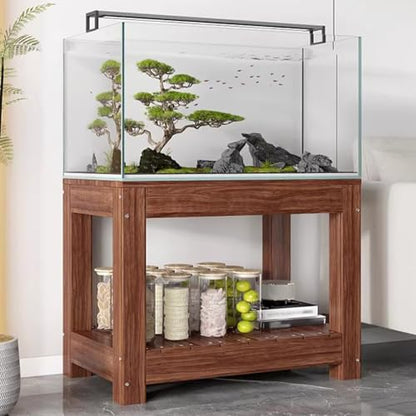 Carbonized Wood Aquarium Stand Solid Wood Heavy-Duty Aquarium Eco-Stand for Home Office Fish Tank Shelving Features Two-Tier Storage Space Height: 71cm / 28in(80x50cm/31.5x19.7in) - size: 80x50cm/31.5x19.7in