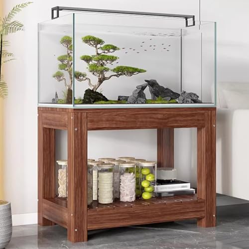 Carbonized Wood Aquarium Stand Solid Wood Heavy-Duty Aquarium Eco-Stand for Home Office Fish Tank Shelving Features Two-Tier Storage Space Height: 71cm / 28in(50x45cm/19.7x17.7in) - size: 50x45cm/19.7x17.7in