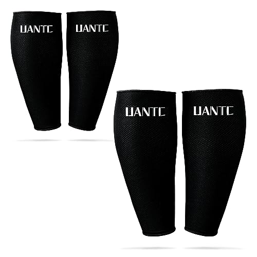 Shin Guards - Soccer Shin Guards with Cushion Protection for Kids/Adults - color: Black,Sleeves 2 Pairs, size: Large