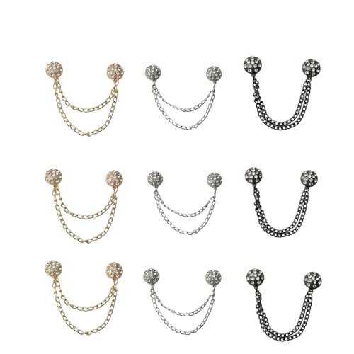 9 Pcs Magnetic Clips with Chain Hijab with Rhinestone Embellishments